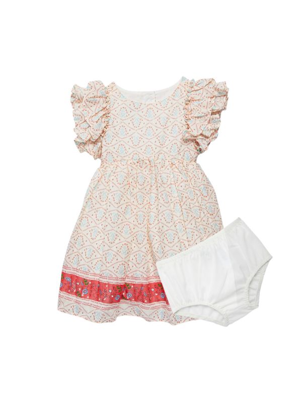 Pippa & Julie Baby Girl's 2-Piece Flutter Sleeve Dress & Bloomers Set